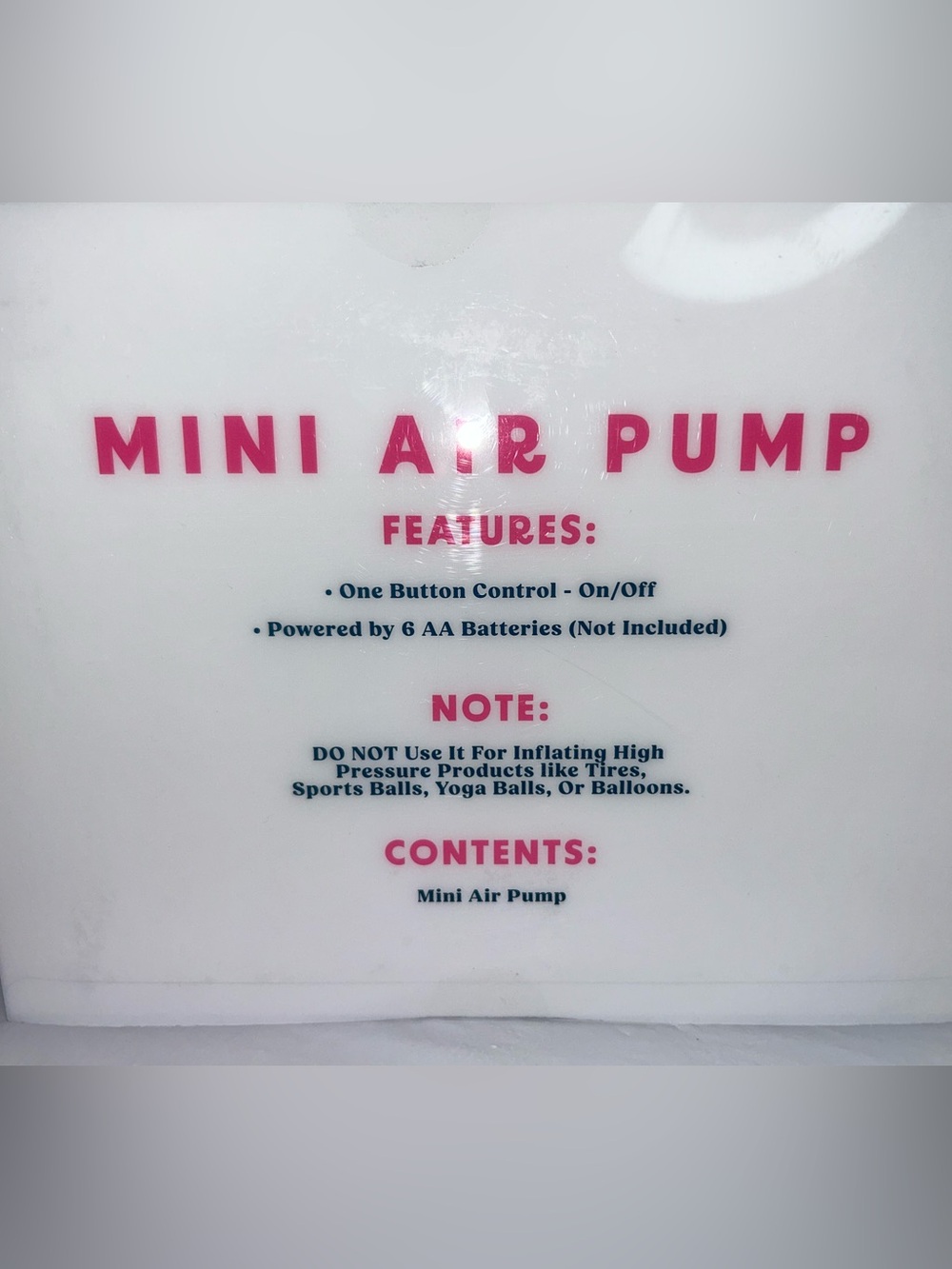 Mini Air Pump for inflatable toys-Balloon Dog in Hot Pink - Picture 3 of 4